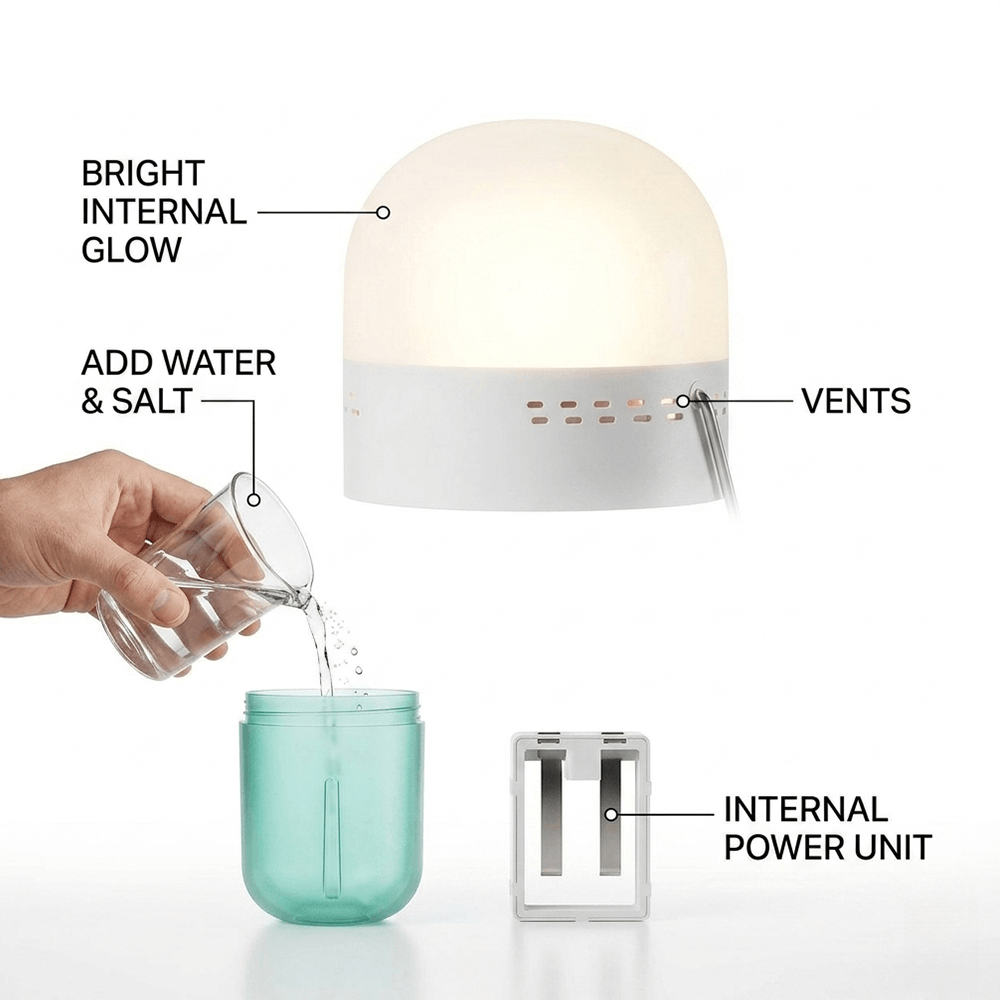 مصباح ملح محمول صغير الحجم بحج - مراجعة Power Outage Light وسعره