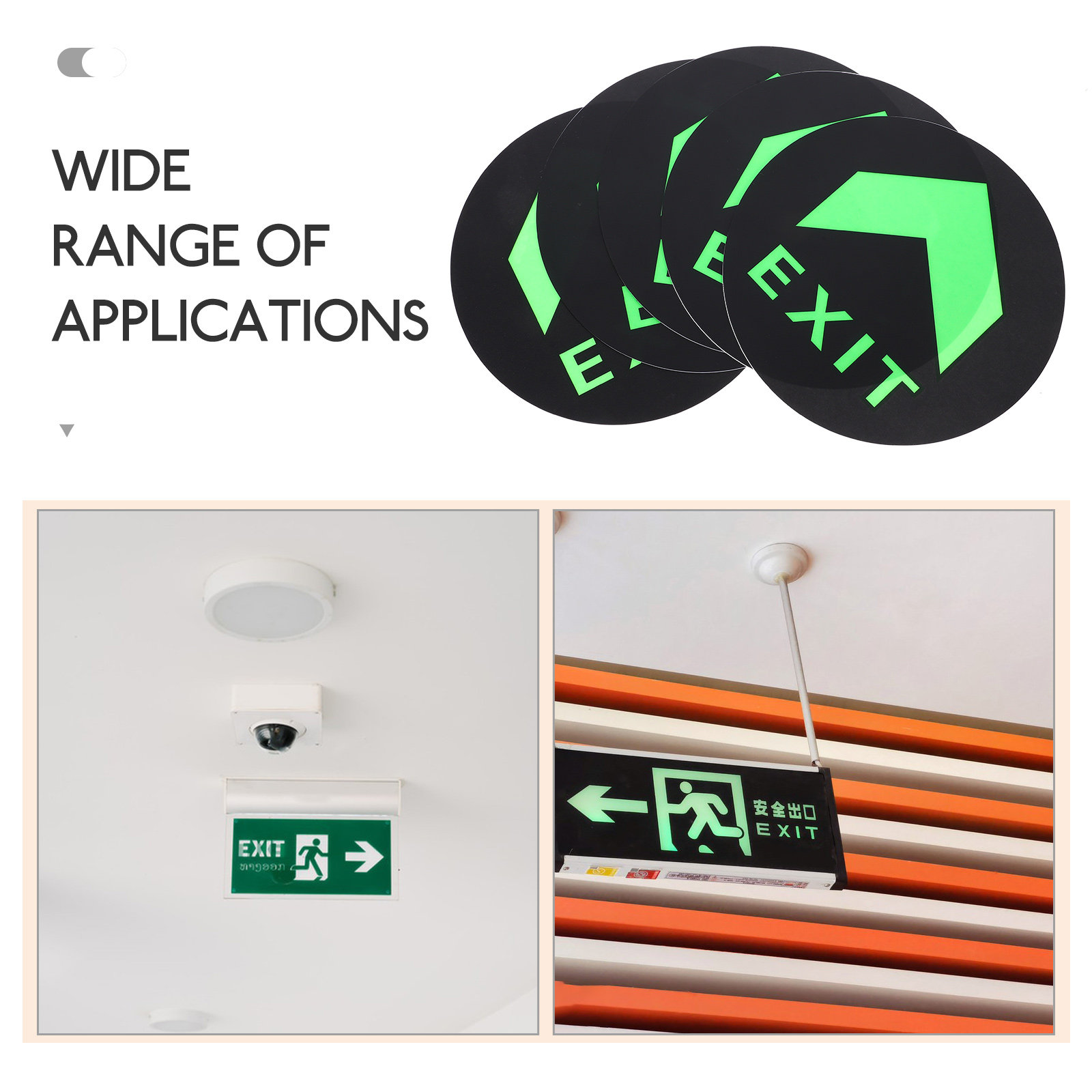 5 قطع من ملصقات الإشارة الليلي - مراجعة Emergency Exit Sign وسعره